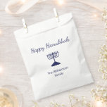 Happy Hanukkah Blue Menorah Holiday  Favour Bags<br><div class="desc">Happy Hanukkah Holiday party favour bag,  with a simple blue menorah and script typography design. With white customisable lettering,  you can add your own text. A festive way to celebrate with friends and loved ones.</div>