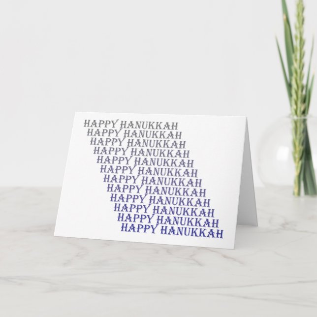 Happy Hanukkah Blue Silver Gray Card (Front)