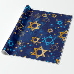 Happy Hanukkah Blue Star of David Menorah Wrapping Paper<br><div class="desc">Happy Hanukkah,  star of David,  Menorah,  blue pattern wrapping paper.</div>