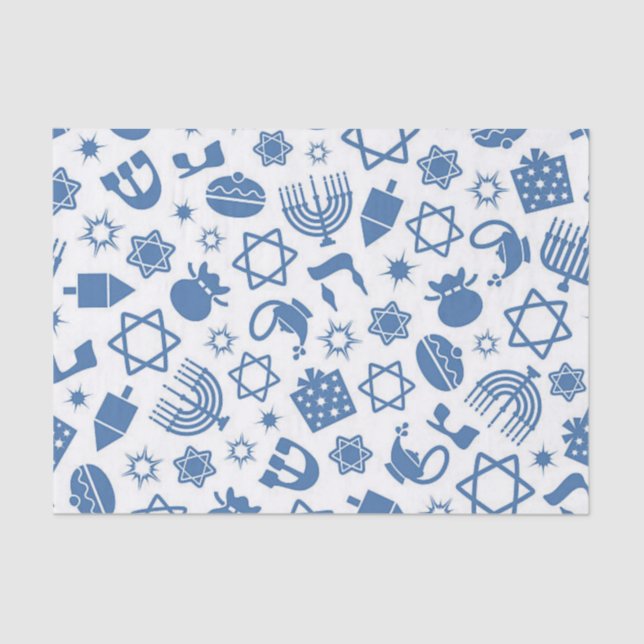 Happy Hanukkah Blue Star of David Tissue Paper (Front)