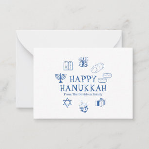 Happy Hanukkah blue white custom name  Card
