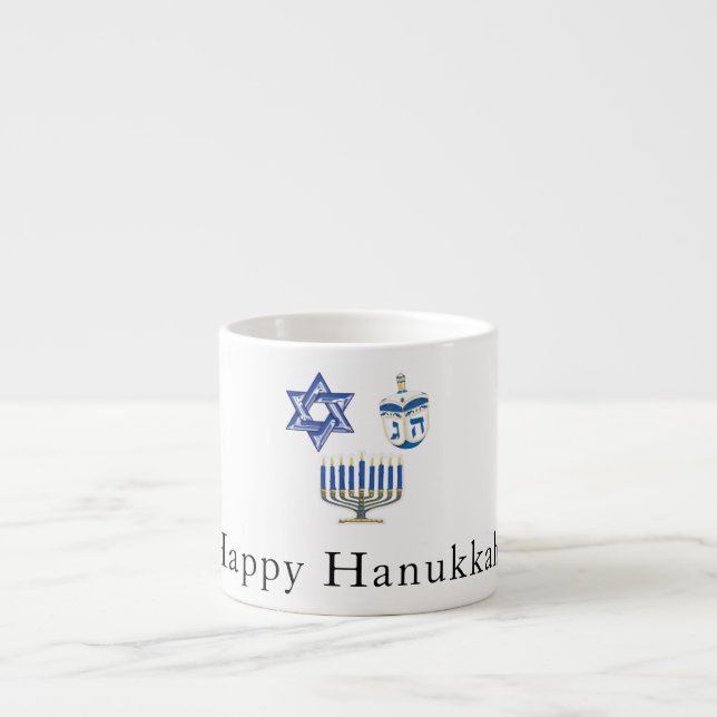 Happy Hanukkah Blue & White  Espresso Cup (Front)