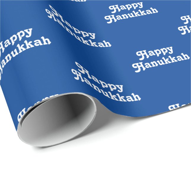 Happy Hanukkah blue white Jewish Holiday cute Gift Wrapping Paper (Roll Corner)