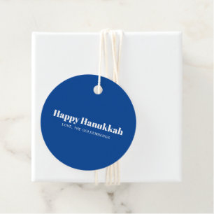 Happy Hanukkah blue white minimalist personalised Favour Tags