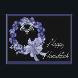 Happy Hanukkah Blue Wreath Holiday Postcards<br><div class="desc">You can change the blue border to another colour if you want - just click on the customise feature to the right of this to get started... .</div>