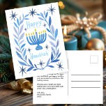 Happy Hanukkah Botanical Menorah Watercolor CUSTOM Holiday Postcard<br><div class="desc">Sweet drawing to wish someone happy hanukkah! Click "personalise" to add your own text to the back side. Also available as greeting card or digital download to send instantly via email or text message. Check my shop for more or let me know if you'd like something custom! I can create...</div>