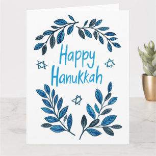 Happy Hanukkah Botanical Watercolor Card