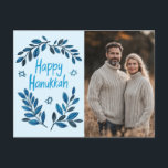 Happy Hanukkah Botanical Watercolor CUSTOM PHOTO Postcard<br><div class="desc">Sweet drawing to wish someone happy hanukkah! Click "edit using design tool" to add your own photo and text. Also available as greeting card, photo cards or digital download to send instantly via email or text message. Check my shop for more or let me know if you'd like something custom!...</div>
