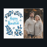 Happy Hanukkah Botanical Watercolor CUSTOM PHOTO Postcard<br><div class="desc">Sweet drawing to wish someone happy hanukkah! Click "edit using design tool" to add your own photo and text. Also available as greeting card, photo cards or digital download to send instantly via email or text message. Check my shop for more or let me know if you'd like something custom!...</div>
