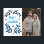 Happy Hanukkah Botanical Watercolor CUSTOM PHOTO Postcard<br><div class="desc">Sweet drawing to wish someone happy hanukkah! Click "edit using design tool" to add your own photo and text. Also available as greeting card, photo cards or digital download to send instantly via email or text message. Check my shop for more or let me know if you'd like something custom!...</div>