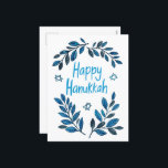 Happy Hanukkah Botanical Watercolor Holiday Postcard<br><div class="desc">Sweet drawing to wish someone happy hanukkah! Click "edit using design tool" to add your own text. Also available as greeting card or digital download to send instantly via email or text message. Check my shop for more or let me know if you'd like something custom! I can create custom...</div>
