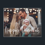 Happy Hanukkah Brush Lettering Overlay Photo Holiday Postcard<br><div class="desc">Happy Hanukkah! Send holiday wishes and greetings with this rustic holiday postcard. It features 'Happy Hanukkah' in brush hand lettering. Personalise this holiday card by adding your favourite photo,  greeting,  names and other details. Available as a flat card,  folded card and postcard.</div>