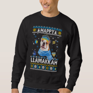 Happy Hanukkah Bulldog Ugly Sweater Christmas Paj