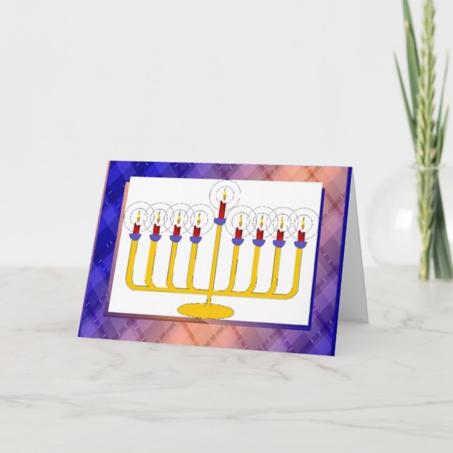 Happy Hanukkah Candle Stick Greeting Card (Front)