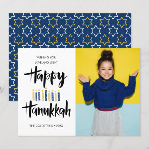 Happy Hanukkah Candles   Holidays vertical photo Invitation
