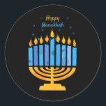 Happy Hanukkah Candles Menorah Jewish Hanukkah Classic Round Sticker<br><div class="desc">Happy Hanukkah Candles Menorah Jewish Hanukkah</div>