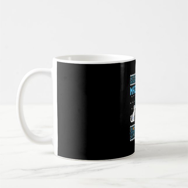 Happy Hanukkah Cat Chanukah Jewish Ugly Sweater Coffee Mug (Left)
