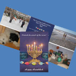 Happy Hanukkah Celebrate Miracle of Season Tri-Fold Holiday Card<br><div class="desc">Happy Hanukkah! Celebrate the Miracle of the season.  May your home be filled with love,  light,  and happiness.  This editable Hanukkah card allows you to add photos and text to send to family and friends.</div>