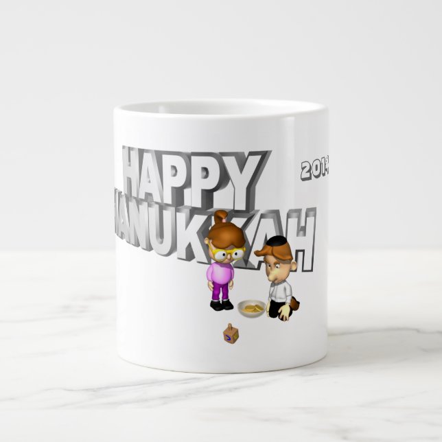 Happy Hanukkah Celebration - Large Coffee Mug (Front)