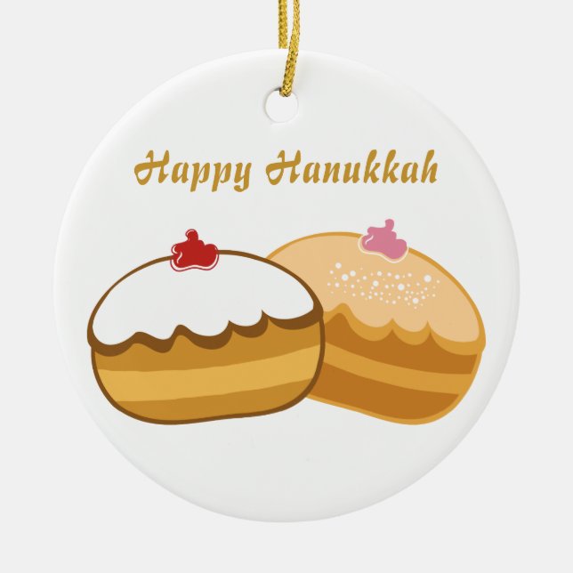 Happy Hanukkah Ceramic Tree Decoration (Front)