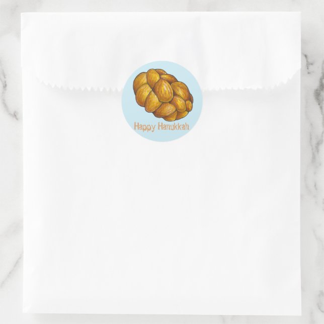 Happy Hanukkah Chanukah Challah Bread Holiday Classic Round Sticker (Bag)