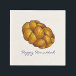 Happy Hanukkah Chanukah Challah Bread Napkins<br><div class="desc">Features an original illustration of a loaf of braided challah bread. Perfect for Hanukkah!</div>