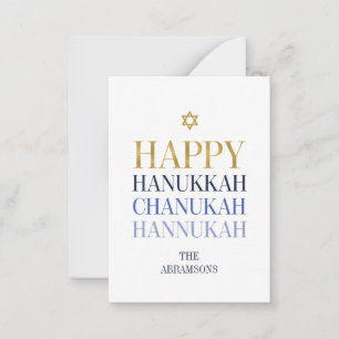 Happy Hanukkah Chanukah Faux Gold Foil Mini Card