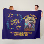 HAPPY HANUKKAH Chanukah Fleece Blanket<br><div class="desc">Stylish HAPPY HANUKKAH Chanukah Fleece Blanket, with CUSTOMIZABLE TEXT, especially designed with the Star of David, corner embroidery and descriptive typography. The Scripture verse at the bottom is CUSTOMIZABLE so you can add your personalised message, eg. your name, family name or organisation's name. This Hanukkah Fleece Blanket would be a...</div>