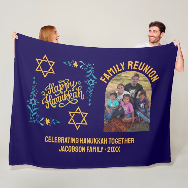 HAPPY HANUKKAH Chanukah Fleece Blanket (In Situ)