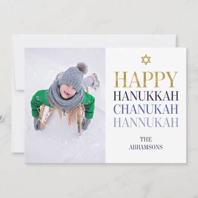 Happy Hanukkah Chanukah Holiday Photo Card (Front)