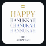 Happy Hanukkah Chanukah Holiday Sticker<br><div class="desc">Faux simulated gold foil design is incorporated in this design. Personalise the custom text above. You can find additional coordinating items in our "Happy Hanukkah Chanukah" collection.</div>
