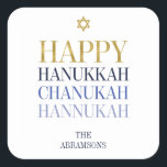 Happy Hanukkah Chanukah Holiday Sticker<br><div class="desc">Faux simulated gold foil design is incorporated in this design. Personalise the custom text above. You can find additional coordinating items in our "Happy Hanukkah Chanukah" collection.</div>