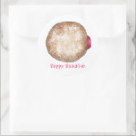 Happy Hanukkah Chanukah Jelly Doughnut Sufganiyah Classic Round Sticker<br><div class="desc">Features an original marker illustration of a delicious jelly doughnut topped with powdered sugar. Perfect for Hanukkah!

This Chanukah illustration is also available on other products. Don't see what you're looking for? Need help with customisation? Contact Rebecca to have something designed just for you.</div>