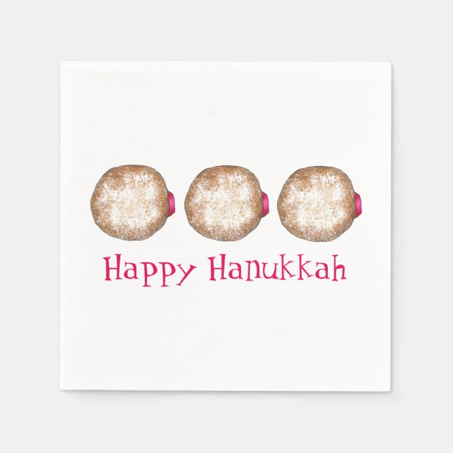 Happy Hanukkah Chanukah Jelly Doughnut Sufganiyah Napkin (Front)