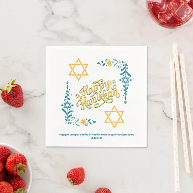 HAPPY HANUKKAH Chanukah Napkin (Insitu)