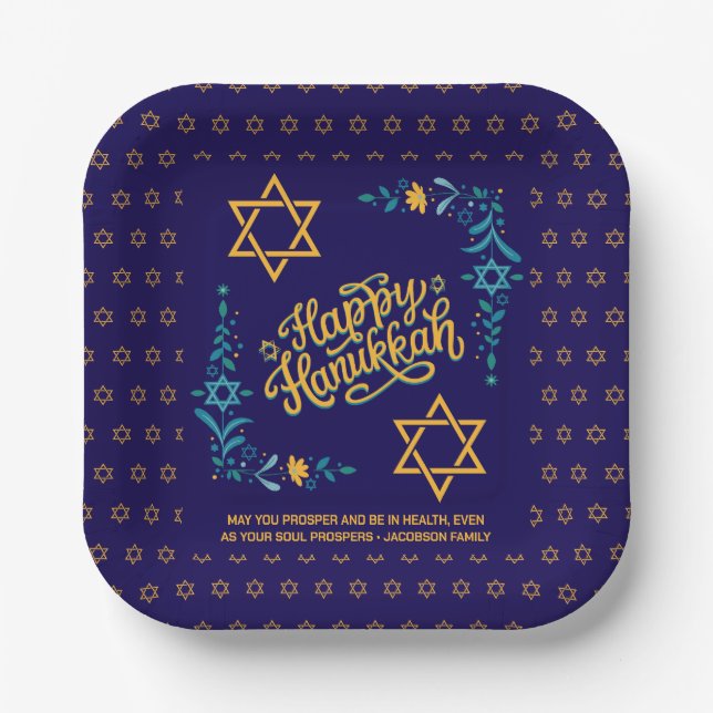 HAPPY HANUKKAH Chanukah Paper Plate (Front)