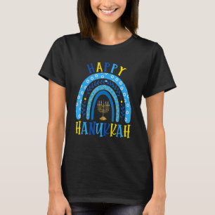Happy Hanukkah Chanukah Rainbow Menorah Jewish Hol T-Shirt