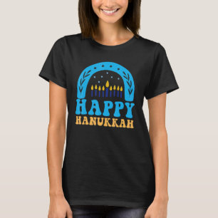 Happy Hanukkah Chanukah Rainbow Menorah Jewish Hol T-Shirt