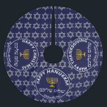 Happy Hanukkah Christmas Thanksgiving MULTI Custom Brushed Polyester Tree Skirt<br><div class="desc">This TREE SKIRT has been designed for families of different faiths and celebrations - THANKSGIVING, HANUKKAH and CHRISTMAS. So whether you celebrate 'Chrismukkah' or 'Thanksgivukkah', etc, this tree skirt covers all bases. Suitable for Christmas trees and Menorah trees. Customise the text in each of the three circles, which are unlinked,...</div>