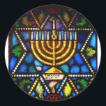 HAPPY HANUKKAH CLASSIC ROUND STICKER<br><div class="desc">PHOTO</div>