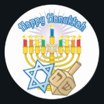 Happy Hanukkah Classic Round Sticker<br><div class="desc">Happy Hanukkah</div>