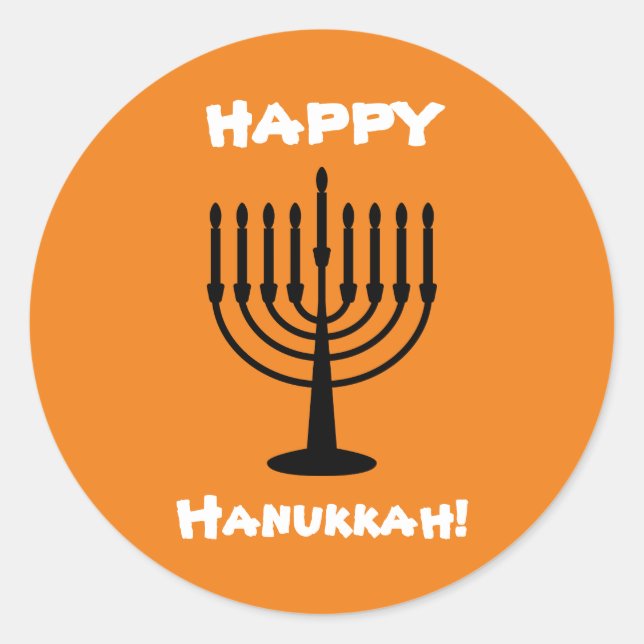 Happy Hanukkah Classic Round Sticker (Front)