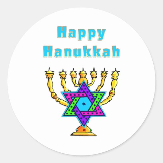 Happy Hanukkah  Classic  Round Sticker Zazzle co uk
