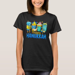 Happy Hanukkah Coffee Latte Menorah Jewish Chanuk T-Shirt