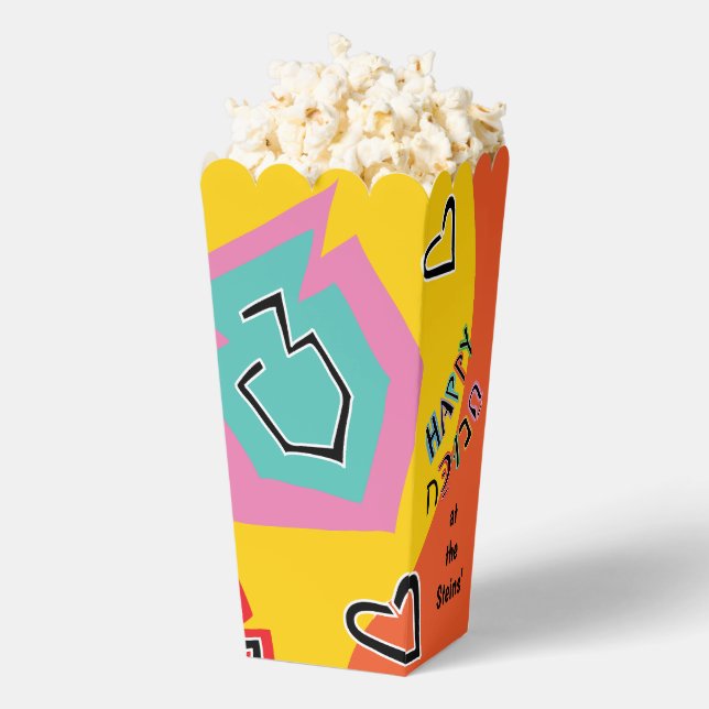 Happy Hanukkah Colourful Dancing Dreidels Favour Box (Popped)