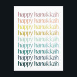 Happy Hanukkah Colourful Elegant Typography Budget Holiday Postcard<br><div class="desc">Celebrate the Festival of Lights with this beautifully designed Hanukkah postcard. Featuring the greeting "Happy Hanukkah" in a modern gradient of soft pastel tones, this card is perfect for sending warm holiday wishes to friends, family, or loved ones. With its minimalist style and gentle colours, this postcard captures the joy...</div>