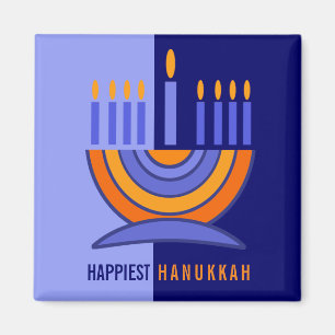 Happy Hanukkah. Colourful Menorah Gift Magnet