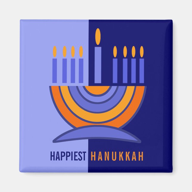 Happy Hanukkah. Colourful Menorah Gift  Magnet (Front)
