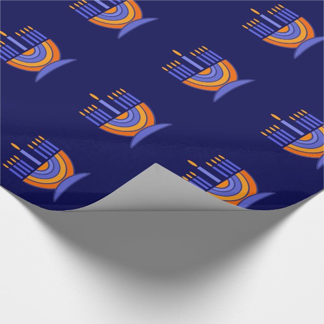 Happy Hanukkah. Colourful Menorah Gift  Wrapping Paper (Corner)