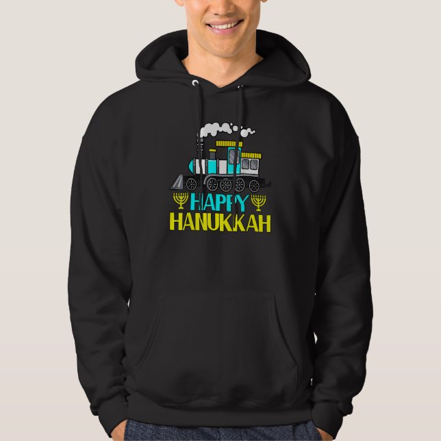 Happy Hanukkah Cool Menorah Chanukah Jewish Holida Hoodie (Front)